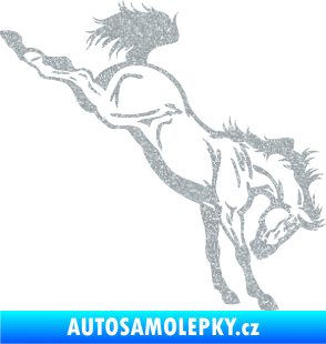 Samolepka Kůň 052 pravá vykopává zadní nohy Ultra Metalic stříbrná metalíza