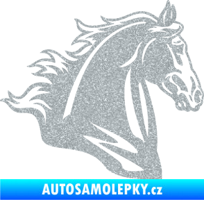 Samolepka Kůň 058 pravá hlava s hřívou Ultra Metalic stříbrná metalíza