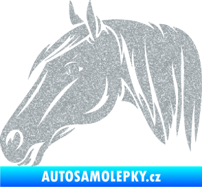Samolepka Kůň 065 levá hlava s hřívou Ultra Metalic stříbrná metalíza