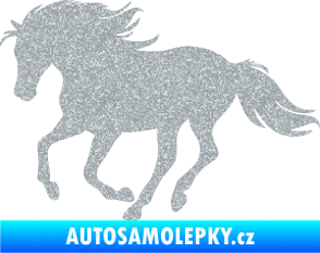 Samolepka Kůň 071 levá běžící Ultra Metalic stříbrná metalíza