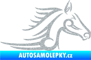 Samolepka Kůň 081 pravá hlava tattoo Ultra Metalic stříbrná metalíza