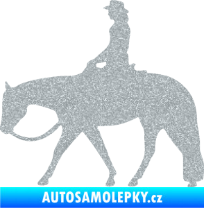 Samolepka Kůň 082 levá kovbojka na koni Ultra Metalic stříbrná metalíza