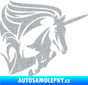 Samolepka Kůň jednorožec 001 pravá Ultra Metalic stříbrná metalíza