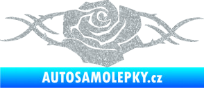 Samolepka Květina dekor 020 levá růže s trny Ultra Metalic stříbrná metalíza