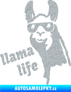 Samolepka Lama 004 llama life Ultra Metalic stříbrná metalíza