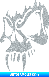 Samolepka Lebka 010 levá s upířími zuby Ultra Metalic stříbrná metalíza