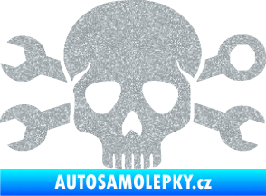 Samolepka Lebka 030 pravá mechanik Ultra Metalic stříbrná metalíza
