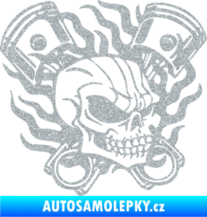 Samolepka Lebka 048 pravá písty a plameny Ultra Metalic stříbrná metalíza