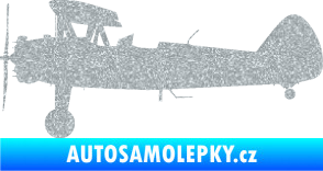 Samolepka Letadlo 020 levá Boeing Stearman model 75 biplane Ultra Metalic stříbrná metalíza