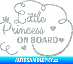 Samolepka Little princess on board nápis Ultra Metalic stříbrná metalíza