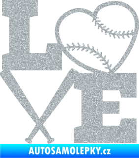 Samolepka Love baseball Ultra Metalic stříbrná metalíza