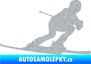 Samolepka Lyžař 002 pravá Ultra Metalic stříbrná metalíza
