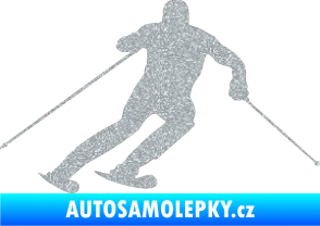 Samolepka Lyžař 003 pravá Ultra Metalic stříbrná metalíza