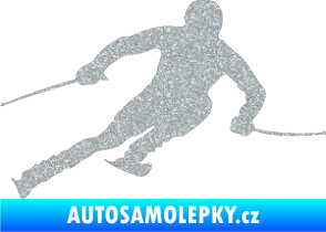 Samolepka Lyžař 012 pravá Ultra Metalic stříbrná metalíza