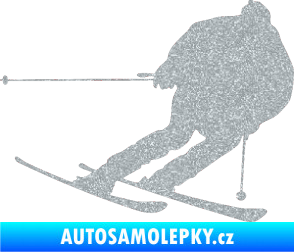 Samolepka Lyžař 019 pravá Ultra Metalic stříbrná metalíza