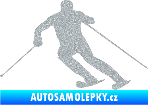 Samolepka Lyžař 021 levá Ultra Metalic stříbrná metalíza