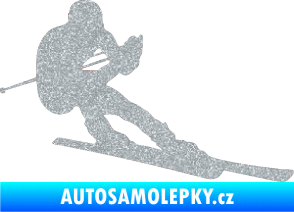 Samolepka Lyžař 022 pravá Ultra Metalic stříbrná metalíza