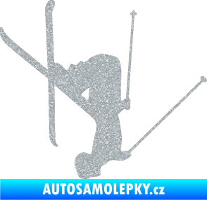 Samolepka Lyžař 023 pravá Ultra Metalic stříbrná metalíza