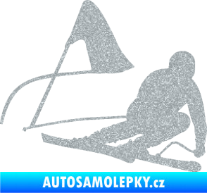 Samolepka Lyžař 025 pravá Ultra Metalic stříbrná metalíza
