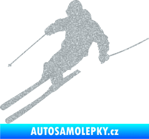 Samolepka Lyžař 027 levá Ultra Metalic stříbrná metalíza