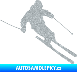 Samolepka Lyžař 027 pravá Ultra Metalic stříbrná metalíza