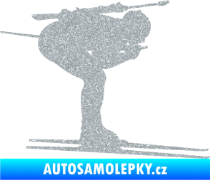 Samolepka Lyžař 028 pravá - biatlon Ultra Metalic stříbrná metalíza