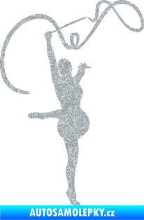 Samolepka Moderní gymnastika 003 pravá gymnastka se stuhou Ultra Metalic stříbrná metalíza