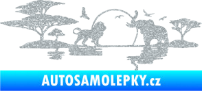 Samolepka Motiv Afrika levá -  zvířata u vody Ultra Metalic stříbrná metalíza