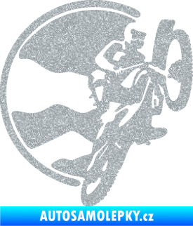 Samolepka Motokros 002 pravá Ultra Metalic stříbrná metalíza
