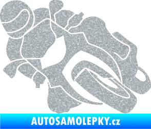 Samolepka Motorka 001 levá silniční motorky Ultra Metalic stříbrná metalíza