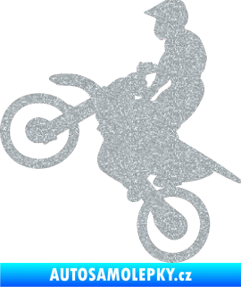 Samolepka Motorka 024 levá motokros Ultra Metalic stříbrná metalíza