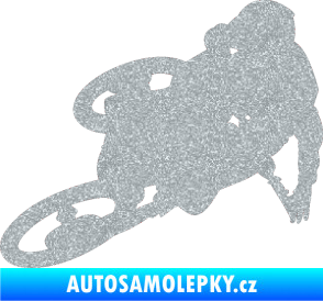 Samolepka Motorka 026 levá motokros freestyle Ultra Metalic stříbrná metalíza