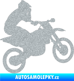 Samolepka Motorka 027 pravá motokros Ultra Metalic stříbrná metalíza