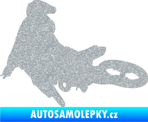 Samolepka Motorka 028 levá motokros Ultra Metalic stříbrná metalíza