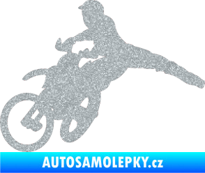 Samolepka Motorka 030 levá motokros Ultra Metalic stříbrná metalíza