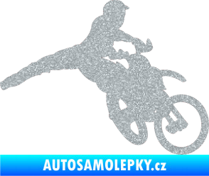 Samolepka Motorka 030 pravá motokros Ultra Metalic stříbrná metalíza