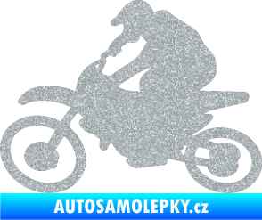 Samolepka Motorka 031 levá motokros Ultra Metalic stříbrná metalíza