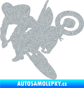 Samolepka Motorka 033 levá motokros Ultra Metalic stříbrná metalíza