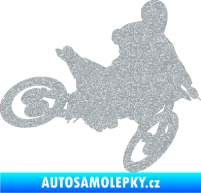 Samolepka Motorka 034 pravá motokros Ultra Metalic stříbrná metalíza
