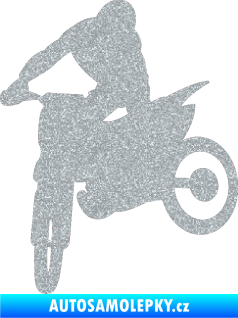 Samolepka Motorka 037 levá motokros Ultra Metalic stříbrná metalíza