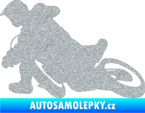 Samolepka Motorka 039 levá motokros Ultra Metalic stříbrná metalíza