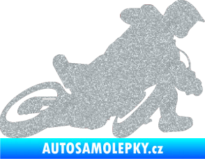 Samolepka Motorka 039 pravá motokros Ultra Metalic stříbrná metalíza