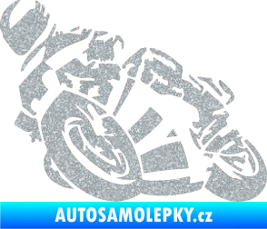 Samolepka Motorka 040 levá road racing Ultra Metalic stříbrná metalíza