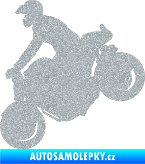 Samolepka Motorka 044 levá motokros Ultra Metalic stříbrná metalíza