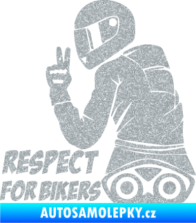 Samolepka Motorkář 003 levá respect for bikers nápis Ultra Metalic stříbrná metalíza