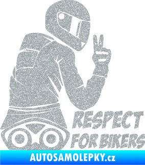 Samolepka Motorkář 003 pravá respect for bikers nápis Ultra Metalic stříbrná metalíza
