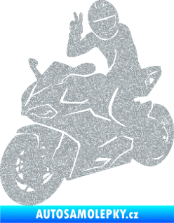 Samolepka Motorkář 006 levá Ultra Metalic stříbrná metalíza