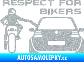 Samolepka Motorkář 008 respect for bikers nápis Ultra Metalic stříbrná metalíza