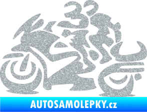 Samolepka Motorkář 009 levá se spolujezdcem Ultra Metalic stříbrná metalíza