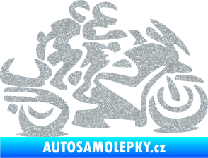 Samolepka Motorkář 009 pravá se spolujezdcem Ultra Metalic stříbrná metalíza
